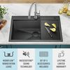 33&rdquo; Drop-In Top Mount&nbsp;16 Gauge Workstation Kitchen Sink Single Bowl&nbsp;with WorkFlow&trade; Ledge and Accessories